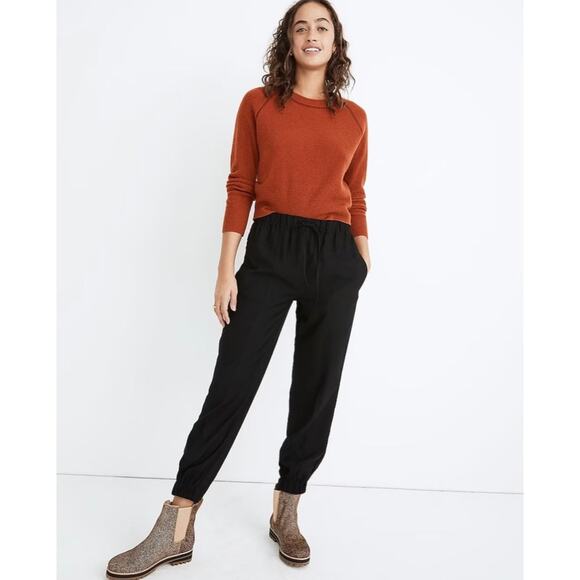 Madewell Drapey Seamed Drawstring Track Trousers Black Size S Minimalist Preppy - Picture 2 of 15